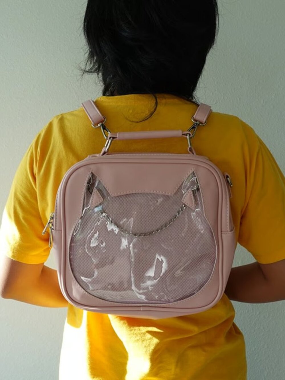 PINK Cat Ita Backpack, Anime Pin Display Bag,Kawaii Y2K Backpack, Ita Crossbody
